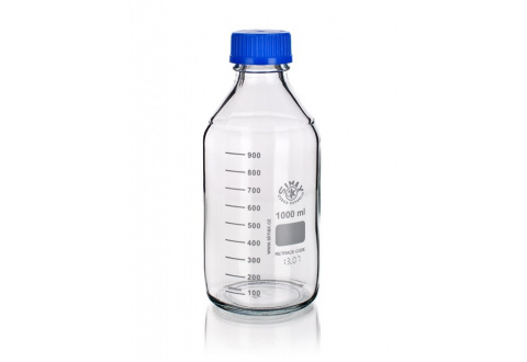 REAGENT BOTTLE with blue PP cap  with blue PP outlet ring