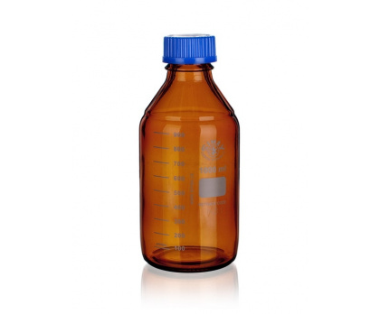 REAGENT BOTTLE brown, with blue PP cap and blue PP  outlet ring