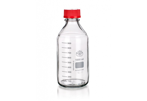 REAGENT BOTTLE  WITH GL45 with red PBT cap,  with red ETFE outlet ring and silicon gasket PTFE