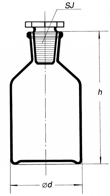 Reagent Bottle clear wide mouth with Polypropylene Blue Screw cap and  pouring ring repeatedly autoclaveable Graduated