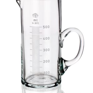 CYLINDRICAL MEASURING JUG WITH SCALE, WITH HANDLE