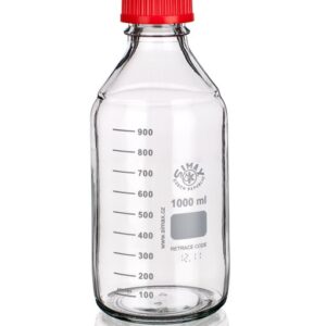 LÁHEV REAGENČNÍ  S GL 45  s PBT červeným uzávěrem, PBT vylévacím kroužkem a silikonovým těsněním z PTFE